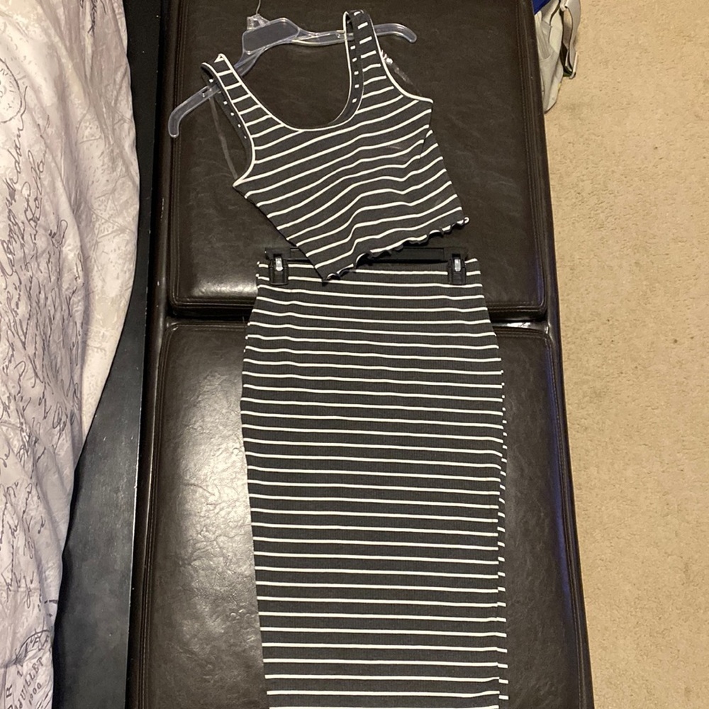 Paperoc Skirt/Tank Set: Ribbed 2 Piece Cropped Bodycon